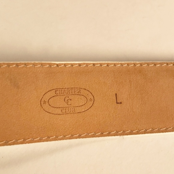 Charter Club Vintage White Leather Belt - Picture 4 of 6